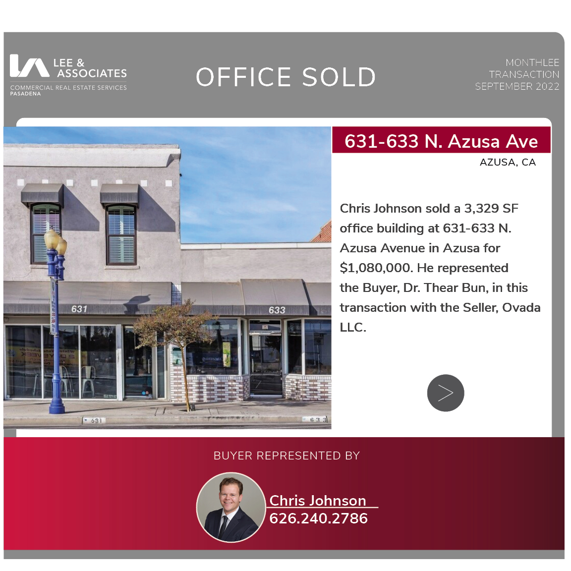 LeePasadena's tweet photo. Check out our MonthLee Transactions for September 2022 from Lee & Associates - Pasadena! View our News Page at https://t.co/9CGjNr1406 for details!
#leepasadena #leeassociates #leecre #cre #commercialrealestate #realestate #closeddeals https://t.co/1X8hXI8Bqy