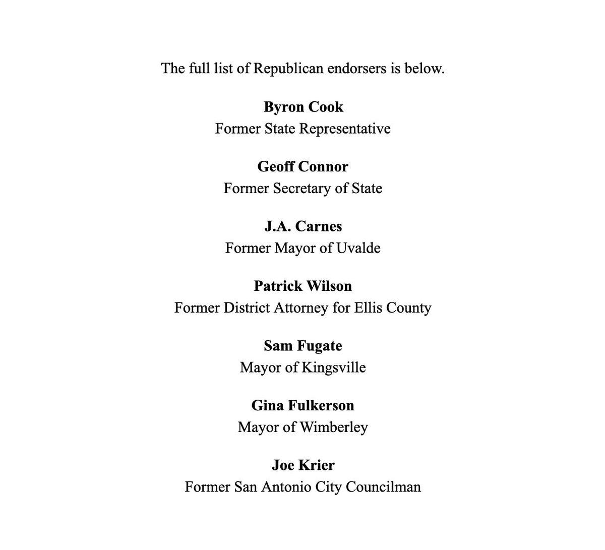 jaykleberg's tweet photo. From day one, this campaign has been about Texan values.

We’ve traveled the state talking to Republicans and Democrats alike about stewardship, service, and exceptionalism—things we can all get behind.

I'm honored to have the support of Republican leaders from across Texas. https://t.co/GaRKzq29dl