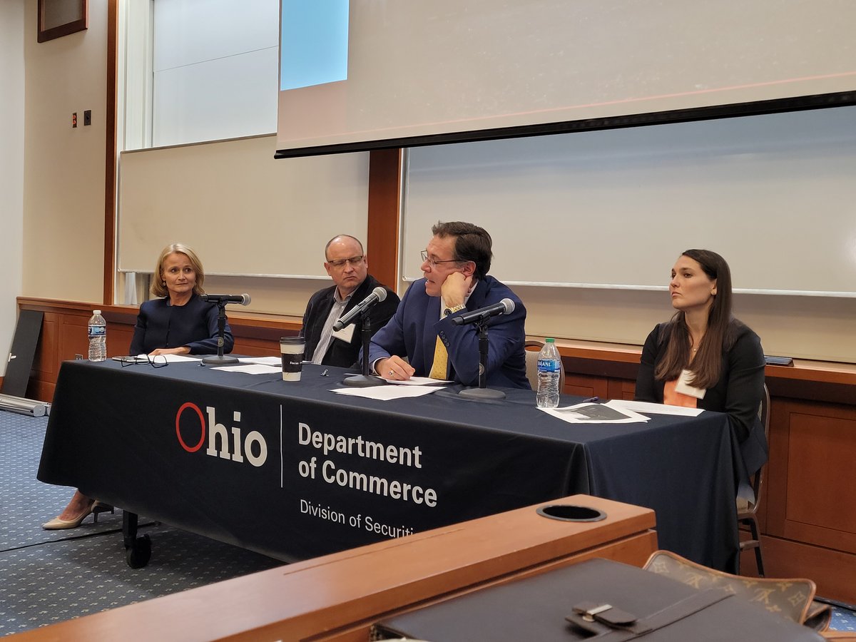 OHSecuritiesDiv's tweet photo. ๐ Another successful #OhioSecuritiesConference wrapped up! Thanks to those who attended, our great lineup of presenters, and all those who made the event possible. Special shoutout to @utoledolaw Professor Eric Chaffee who again helped us plan and served as a panel moderator. https://t.co/n53g53rWSd