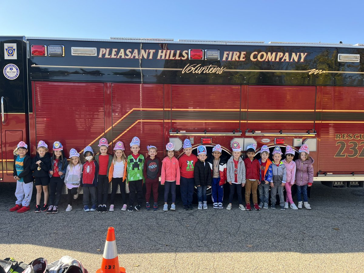 Thank you to the Pleasant Hills Volunteer Fire Company for coming to talk to kindergarten about Fire Safety! @McClellan_WJHSD