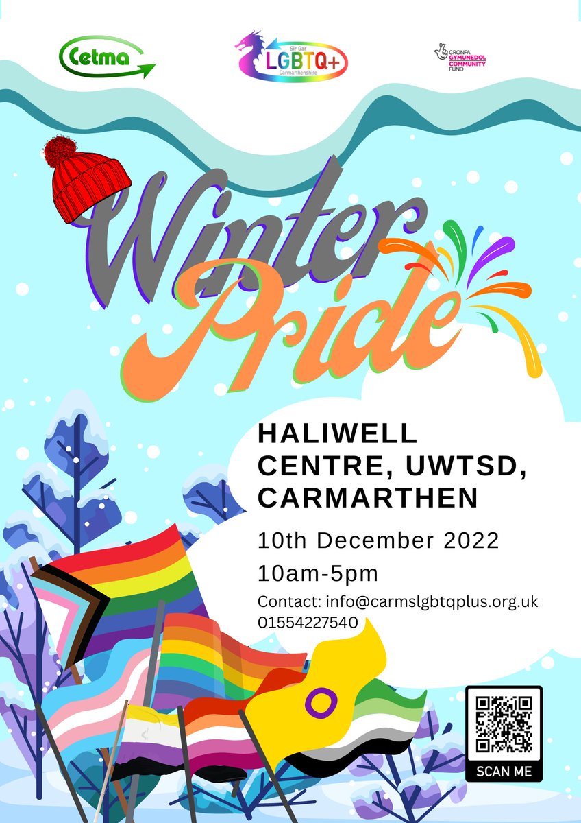 We’re excited to announce that our Carmarthen campus will be hosting @CarmLGBTProject’s Winter Pride. We’re looking forward to welcoming you all! #UWTSD200 #Pride