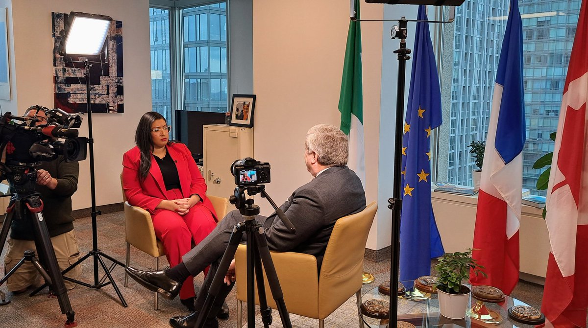 francetoronto's tweet photo. M. l'Ambassadeur 🇨🇵-🇨🇦 @mraillet entame sa 1ère visite à #Toronto  depuis sa nomination. D'importantes rencontres sont prévues aujourd'hui notamment avec nos partenaires économiques.

Première étape ce matin: Entretien 📺 avec @iciradiocanada; à retrouver à 18h au @TJ_Ontario ! https://t.co/80t1UQQVCg
