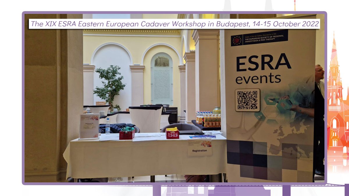 The XIX ESRA Eastern European Cadaver Workshop has started in Budapest! 🇭🇺 👥 80 participants from 23 countries 👩‍🔬 International faculty of leading experts in the field of #RegionalAnesthesia 📱 Are you participating? Share your experience with #ESRAbudapest22