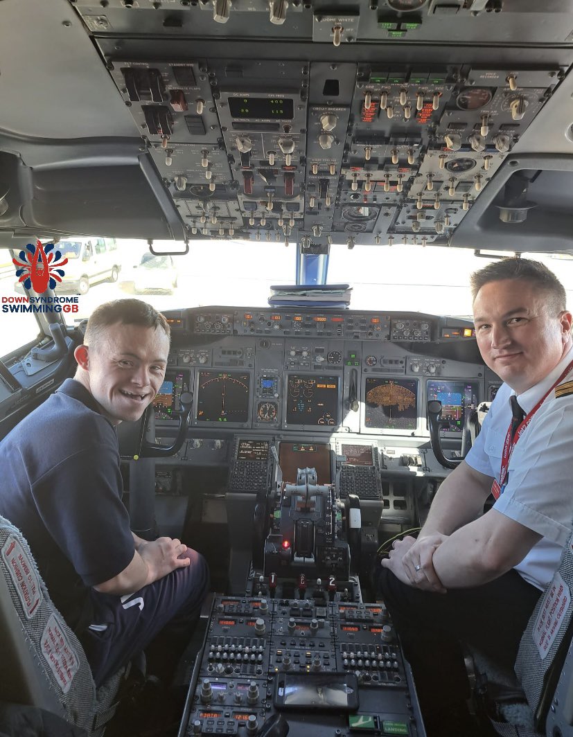 DSSGB1's tweet photo. Usually to be found with a 🏍, @jake_vicars is today at the controls of his @jet2tweets flight to the World #DownSyndromeSwimming Champs

Proud to be representing 🇬🇧 

Best of luck Jake 🏊‍♂️🏊‍♂️🏊‍♂️ https://t.co/NN6Kau6N29