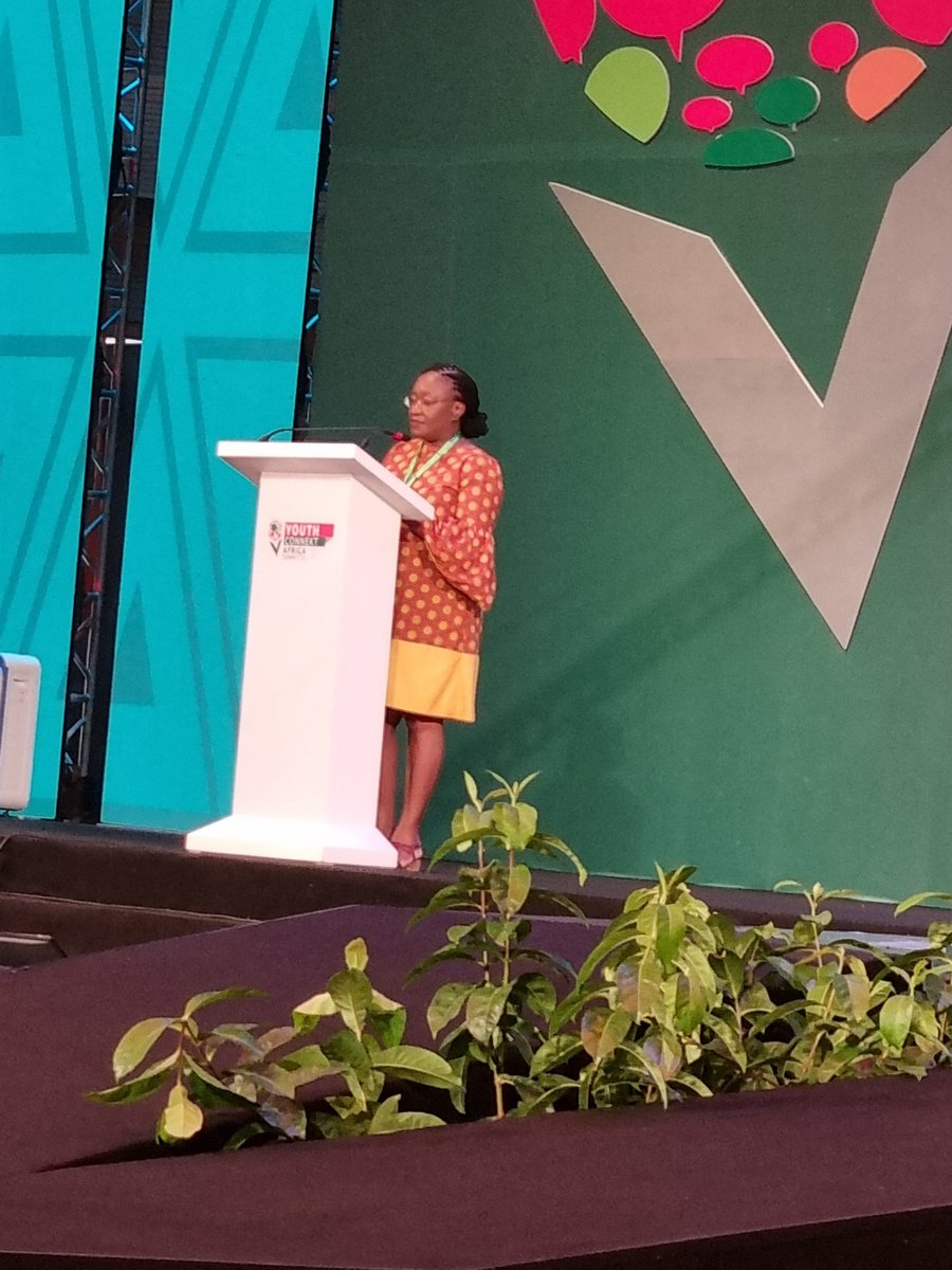 UNFPA Regional Dir. Ms. Zigomo on the floor delivering her opening remarks on SRHR and mental health at #YouthConnekt @UNFPARwanda @UNFPA_ESARO at Youth Connekt Africa Summit in Kigali, Rwanda. A case for addressing teenage pregnancy is URGENT