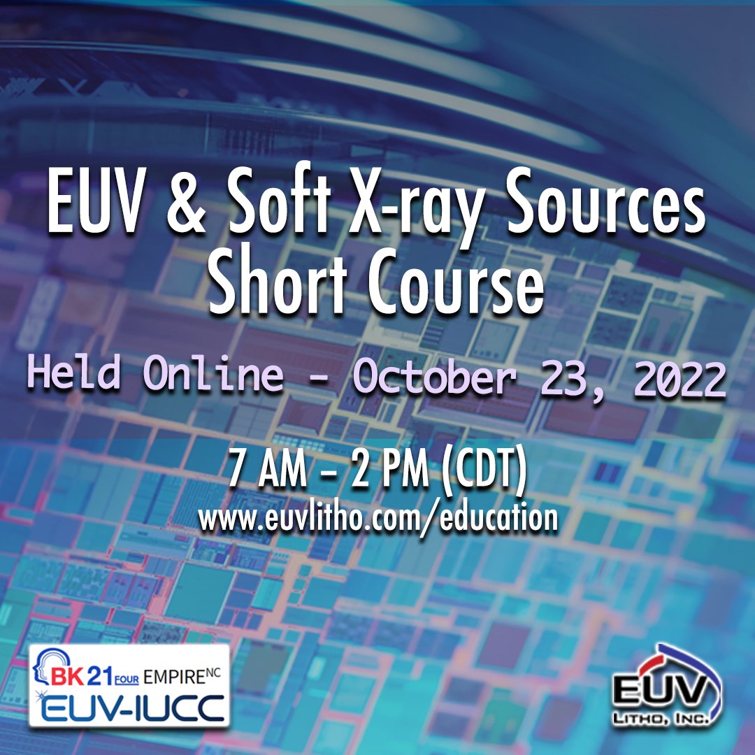 EUVLithoInc's tweet image. Join Gerry O&apos; Sullivan and David Attwood on October 23rd for an overview of the fundamentals and underlying physics associated with EUVL and plasma sources.
#euvl #photonsources #xraysources #semiconductors #wafer #physics #plasmatechnology