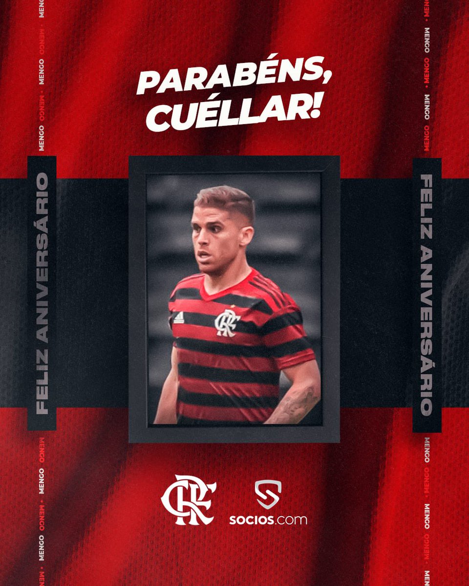 Hoje é aniversário do nosso ex-volante Cuéllar, campeão carioca (2017 e 2019), do Brasileiro (2019) e da Libertadores (2019) com o Manto! Parabéns, felicidades e SRN! #CRF