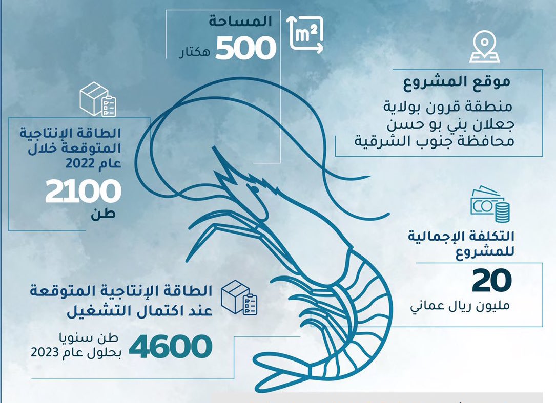 _omanprojects's tweet photo. 🇴🇲
مشروع "مزرعة استزراع الروبيان" بمنطقة قرون بولاية جعلان بني بو حسن محافظة جنوب الشرقية..

.
هل تعلم/ي ان الانتاج سيصل إلى 4600 طن عند اكتمال تشغيله بحلول عام 2023 ؟؟

❤️ نعم
🔄 لا… https://t.co/ry0YhCbMHE