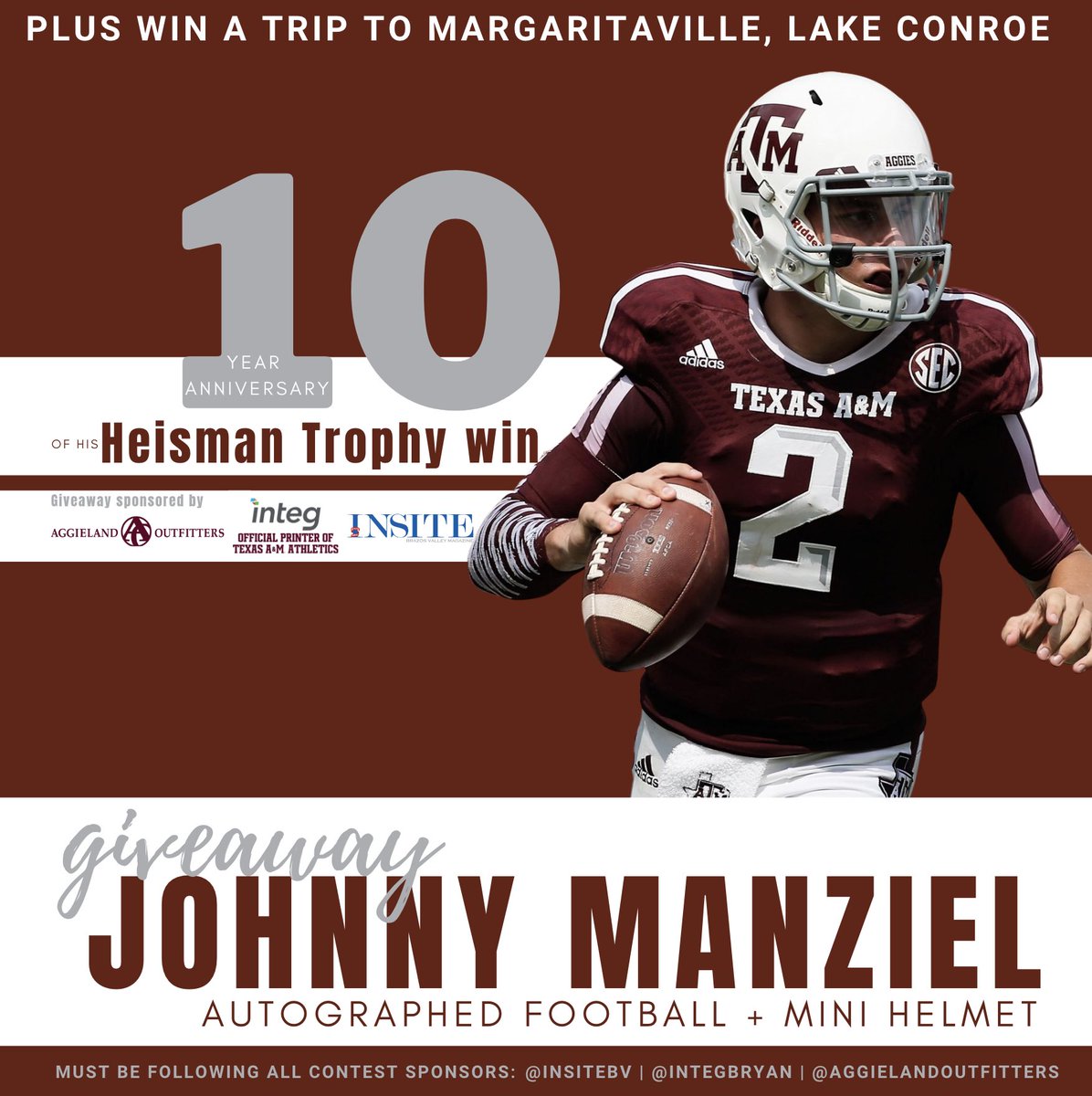 IntegBryan's tweet image. This amazing @JManziel2 package features autographed merchandise, PLUS a one night stay at @MVLakeConroe!

There’s only a few days left to enter!

Enter now: tx.ag/JohnnyManzielG…