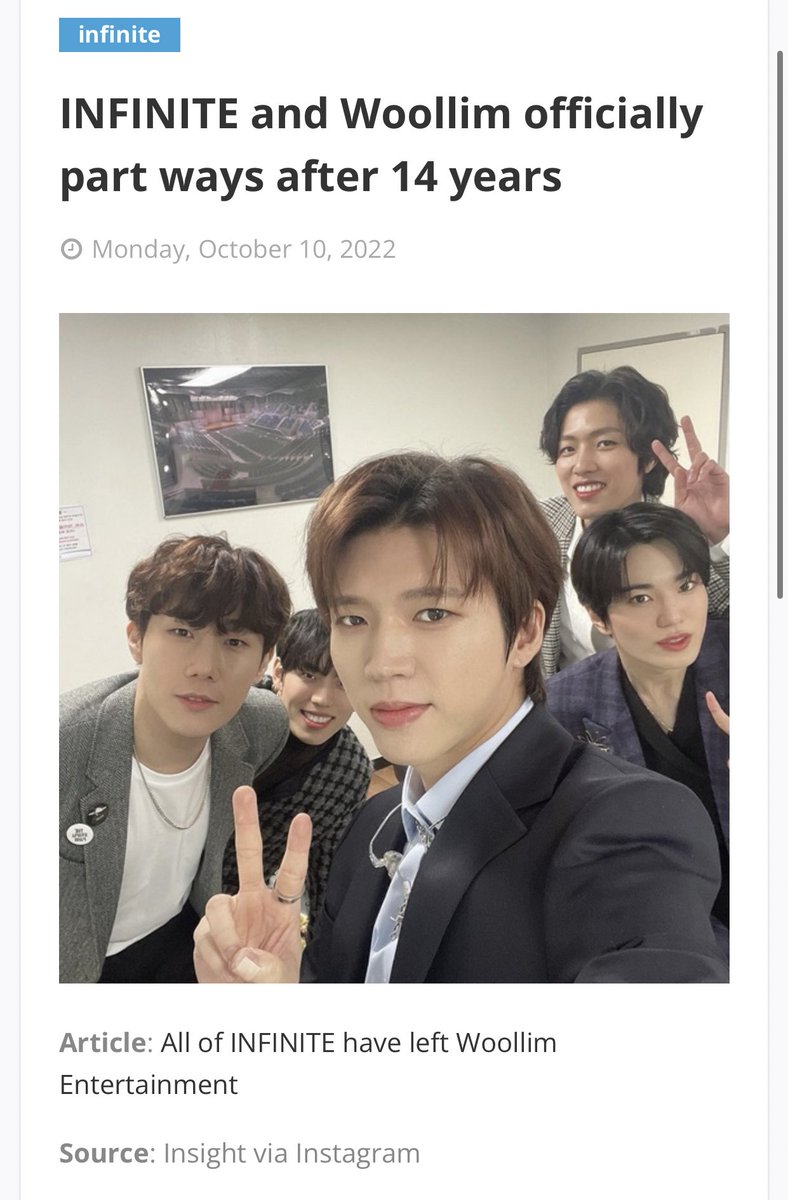 notpannchoa2's tweet photo. [ notnetizenbuzz ] INFINITE and Woollim officially part ways after 14 years https://t.co/enfpsD1wS5