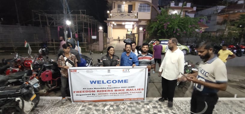 nykcachar's tweet photo. AIMBE Team of 75 Bikers reach Silchar Assam today evening from Imphal , NYK Cachar meet them at Hotel entry. Tomorrow morning they will left for Aizawl. 25-75 nos NYKS Youths will accompany them tomorrow morning 10km .
@Anurag_Office @Nyksindia  @YASMinistry @dccachar @laskarnyks https://t.co/lZSiZpF2xN