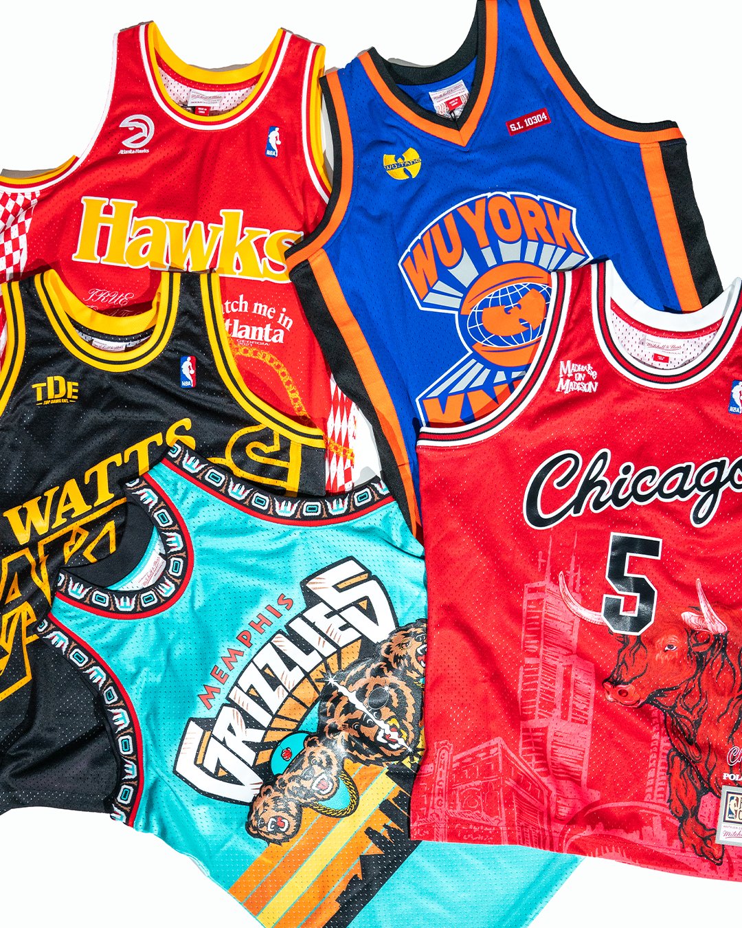 We linked up with five artists to remix their hometown NBA jerseys 🔥 —  @topdawgent x Lakers — @wutangclan x Knicks — @lilbaby x Hawks…