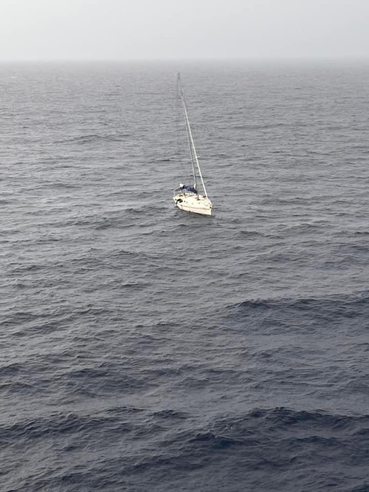 claire_large's tweet photo. Bit of drama on our cruise  today, we had to rescue 85 immigrants from this little sail boat 🤦🏻‍♂️ all the staff and crew did a fantastic job 👏🏼 @NCL_Brasil @BBCNWT @GranadaReports https://t.co/5IE3b1g39w