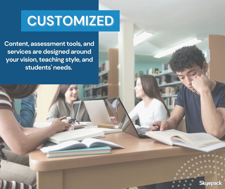 With Skyepack, you have access to a dedicated team of instructional designers who will curate and create innovative digital course materials for you!

Learn more about our platform: ecs.page.link/ympCS

#Skyepack
#Skyeblog