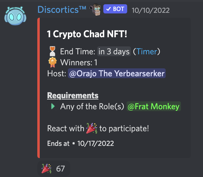 World_of_Pangea's tweet photo. #CryptoChads.
Mint๐ต: 0.25E
Utility: #InitialDexOffering (#IDO) #token #RADs (#RandomAirDrops)
Can ๐ต @ https://t.co/doOh0Kdlak
Can ๐งน floor @ https://t.co/nWdCA7OMCK
Can win 1 in 3 dang days by being a verified Frat Monkey & clicking the #giveaway in our discord!
#ChadsGetRADs https://t.co/Y05i5Pe5lV