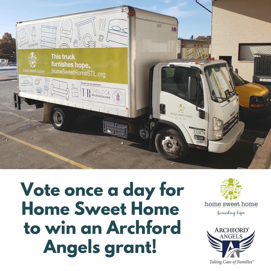 Crystal at Archford Capital Strategies chose HSH for her #ArchfordAngels project. We are now in the running to win a grant that would help us #furnishhope for more of our neighbors in need! Use the link to vote for #HomeSweetHome until the end of October. archfordcapital.com/initiative/hom…