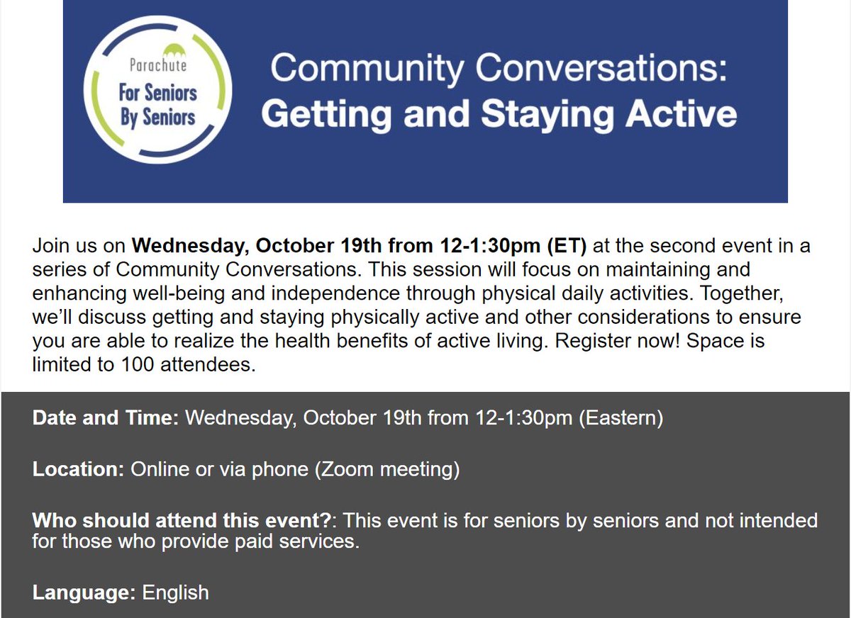 Free education event on physical activity next week! Dr. Giangregorio will be participating in the discussion. Learn more here: mailchi.mp/.../community-…... Only 100 spaces, need to register to attend.