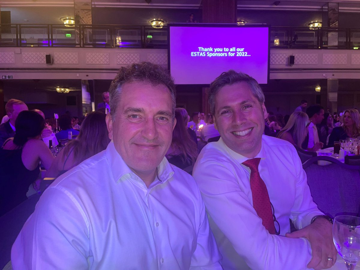 conveylaw's tweet photo. Our MD Lloyd Davies, also chairman of the @ConveyancingFnd, enjoying a chat with one of its biggest supporters, David Opie from @TConveyancer @THE_ESTAS today #BeKindWeCare #ESTAS2022 https://t.co/D9gftT4xeT