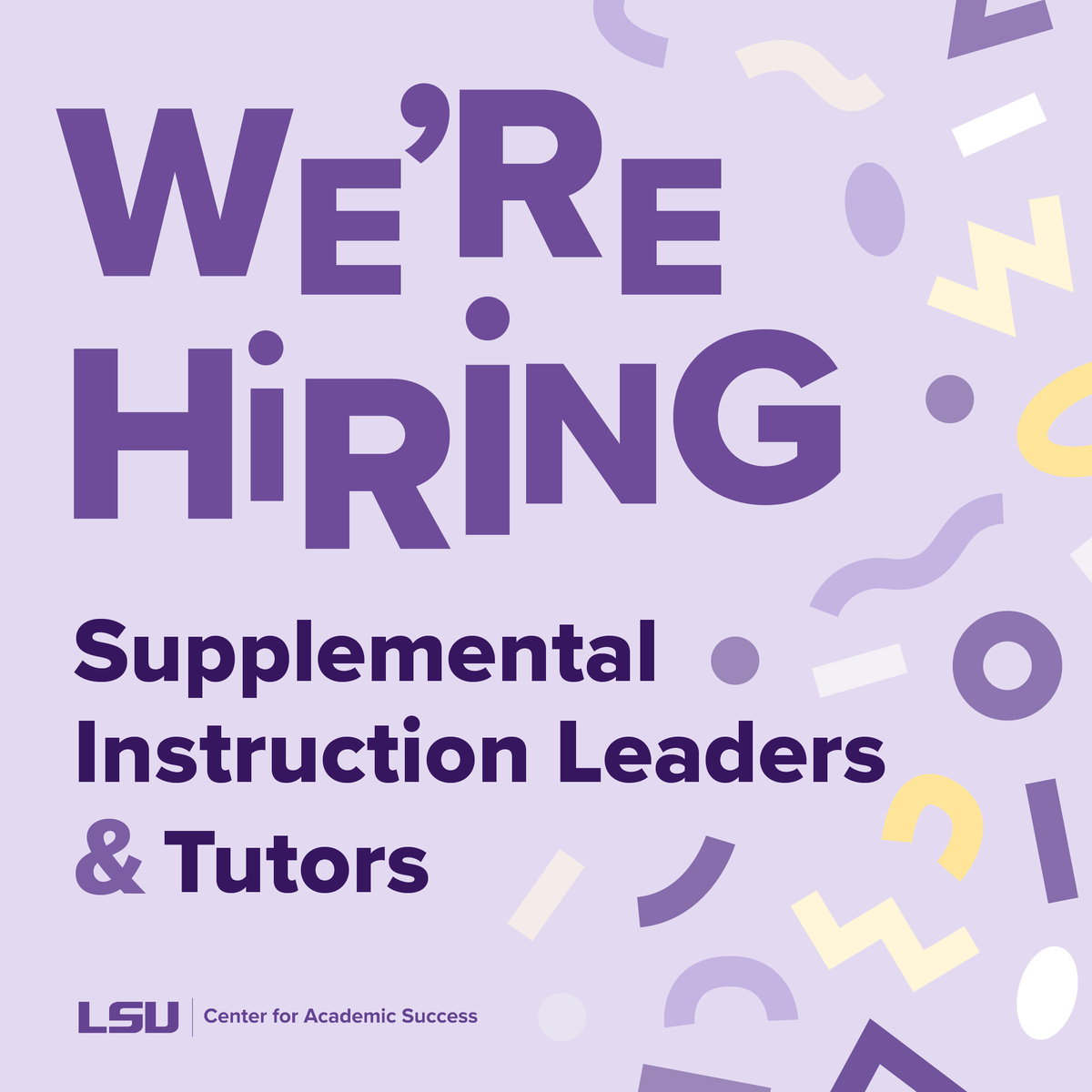 Pay is $10 an hour for Tutors and $11 an hour for SI Leaders. Employment with the CAS offers leadership opportunities for students throughout their academic career. Visit the link below to apply today!

lsu.edu/cas/about/oppo…