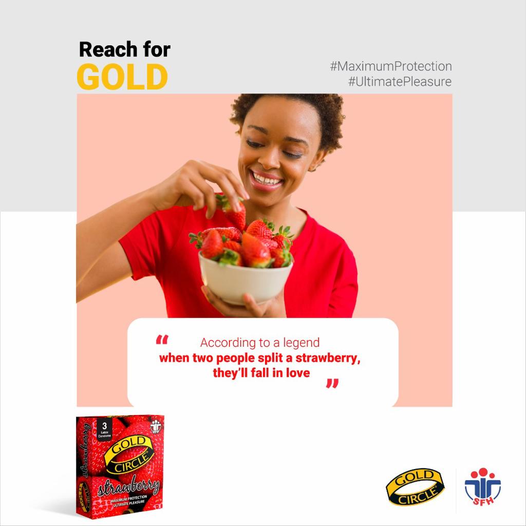 Spice up your romance with the new Gold Circle Strawberry!!! Reach for Gold.

#GoldCircle #Strawberry #Condoms
