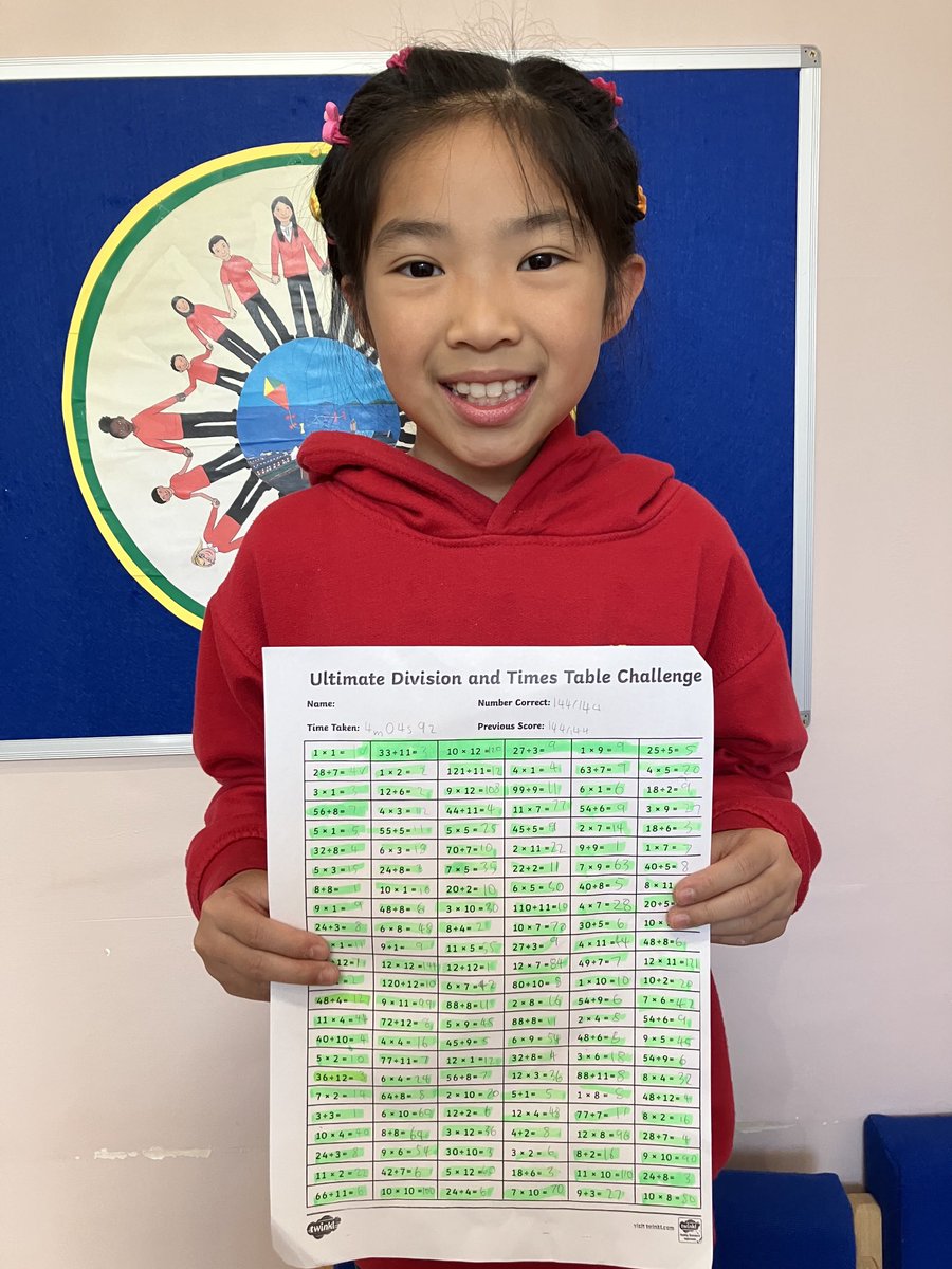 TerraceRoad's tweet photo. This learner challenged herself, last week she took 15 minutes to complete all these multiplication and division sums, this week it took her 4 minutes. What an achievement #trpmaths https://t.co/aVotZISDCv