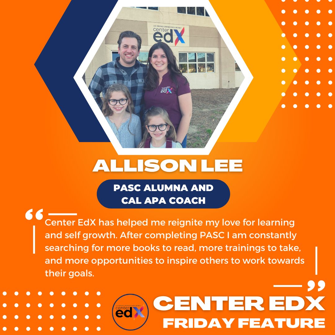 Our #FridayFeature is one of our PASC Alumna who continues to support the program as a CalAPA Coach. Today, Allison Lee shares her #whycenteredx!