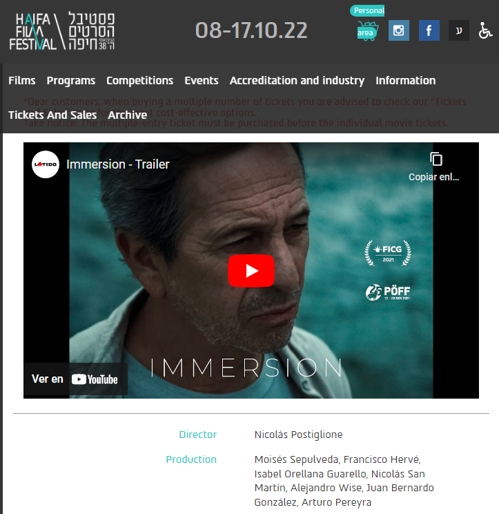 whisky_film's tweet photo. INMERSIÓN, película de la cual somos coproductores, está participando en el Festival Internacional de Cine de Haifa, en la categoría "Golden Anchor Competition for Debuts" 👏👏

Pueden ver más detalles en este enlace: https://t.co/hHgt8TxP0r https://t.co/edSPs759oq