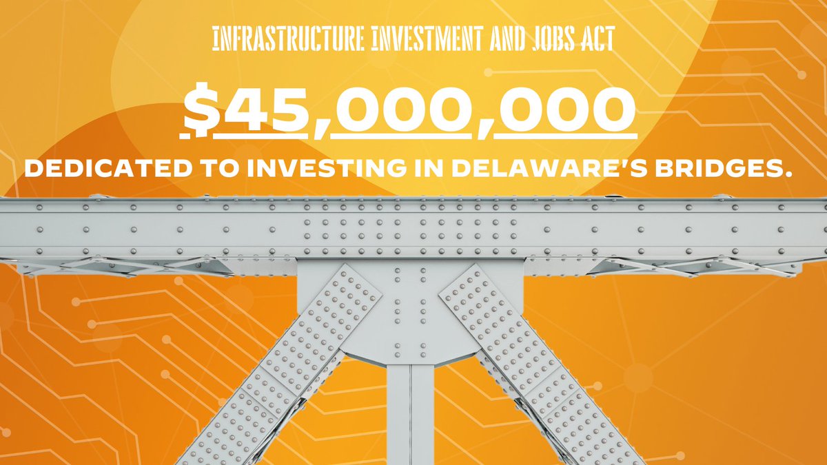NEW FUNDING ALERT: Delaware’s bridges will receive $45 million in 2023 thanks to the Bipartisan Infrastructure Law! This means: 👷More jobs in the First State 🌉Upgraded bridges 🤝Connected communities