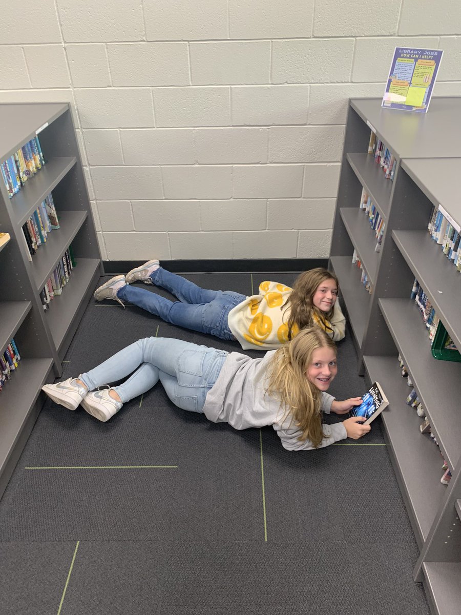 It’s a great day for reading and learning in our LMES library… Finding  a comfy position is part of the fun! #LMElementary