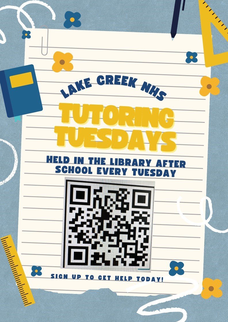 Do you need a little extra help! Sign up for tutoring from NHS students here! Thank you <a href="/LCHSNHS/">LCHS NHS</a> for supporting our teachers and students! <a href="/LakeCreekHS/">Lake Creek High School</a>  <a href="/LClionsPTO/">Lake Creek high school PTO</a> <a href="/lions_trw/">Tim Williams</a> <a href="/KellyLout/">KLout</a> <a href="/TanyaBrogger/">Tanya Lambert Brogger</a>
