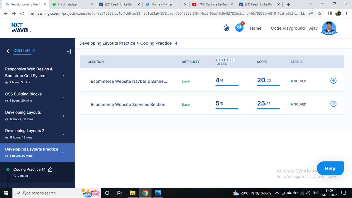 Adepuajay7386's tweet photo. #day 20βοΈ #FlyHighChallengehasbegun π Successfully completed #DevelopingLayouts 02>coding Practice -14
#myccbphour #nxtwave #ibhubs #ccbp #mylearninghour #amazon #html #css #flyhighchallenge https://t.co/Kkp3lSc34H