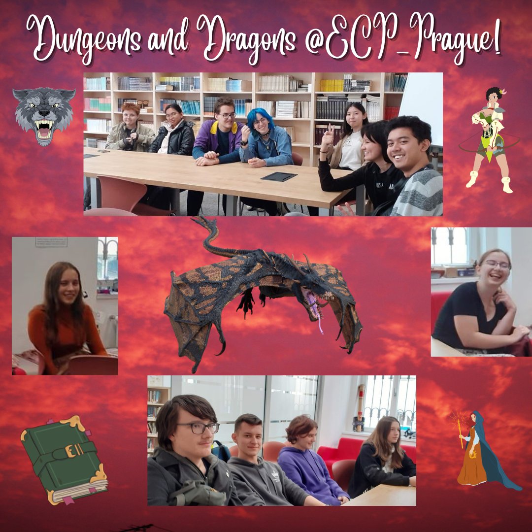 Having great fun getting started with #dungeonsanddragons here @ECP_Prague! Thanks for the help @lucasjmaxwell! 😁🐲 Two new groups got started this week! #creativestudents #lovereading