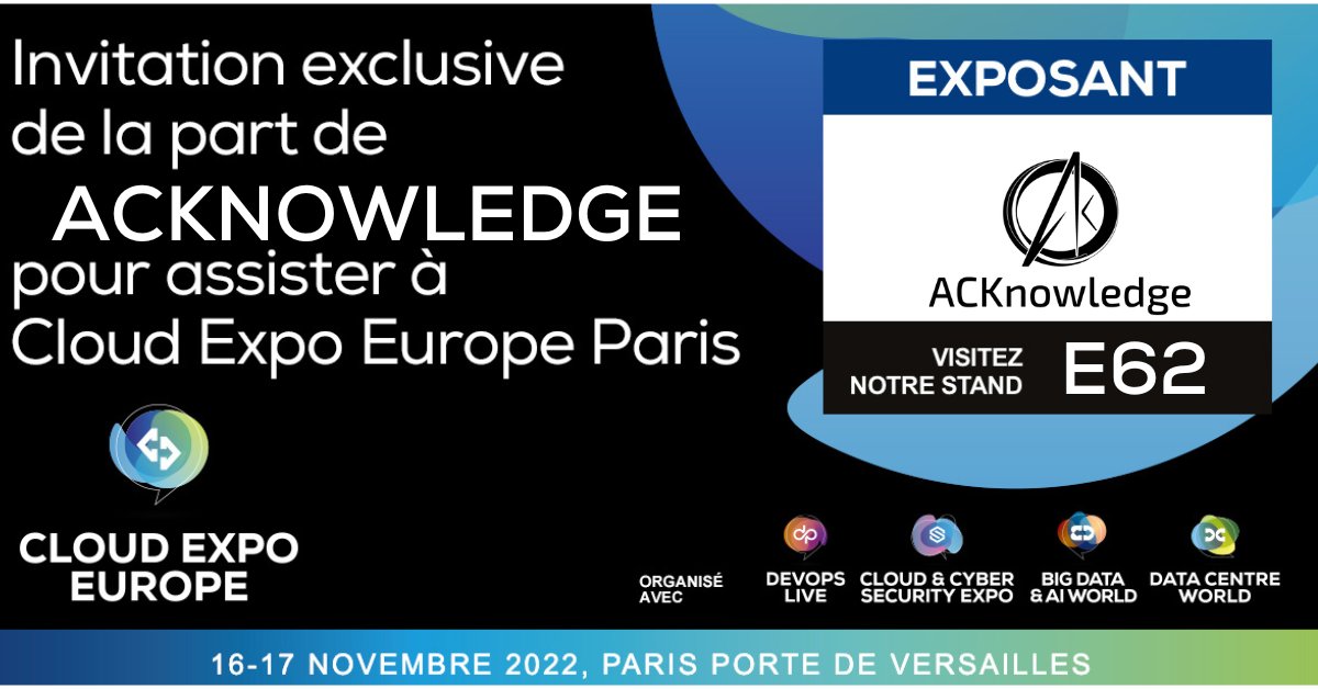 HashiCorp&amp; ACKnowledge vous attendent sur Cloud Expo Europe Paris les 16 et 17 Novembre prochain.

Demandez votre pass ici ➡️ bit.ly/3rvGAX6 

#cloud #cybersecurite #event