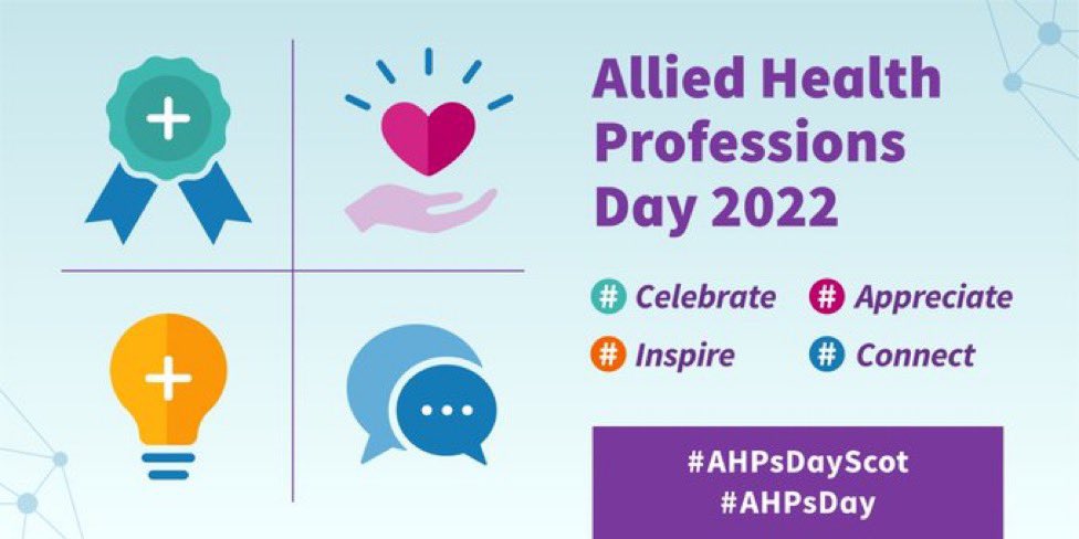 Happy #AHPsDay2022 to all my wonderful colleagues across #TeamAHP. You all do a fantastic job & its a great ‘family’ to be part of @Hilary_72 @OTAlanwhite @LForbesAHP @MellonKaren @AlisonMacnhs @karenjgray9 @catbruce10 @gbell1cyppt @Gmacwilson1 @brubeck10 @RomaMore5 @physiomfw