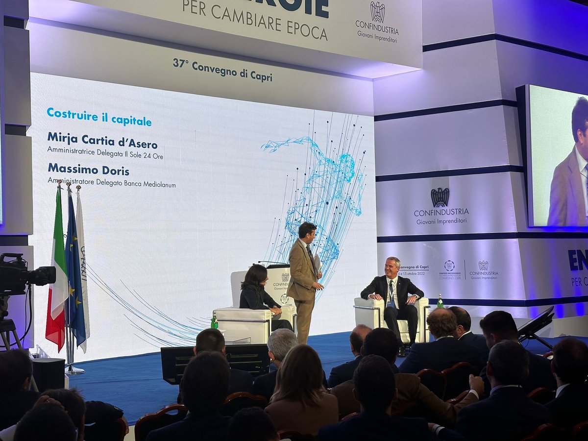 Tavola rotonda “Costruire il capitale” con Mirja Cartia d’Asero, AD <a href="/sole24ore/">IlSole24ORE</a> e Massimo Doris, AD <a href="/BancaMediolanum/">Banca Mediolanum</a>  #Capri2022

Segui la diretta streaming: giovanimprenditori.org