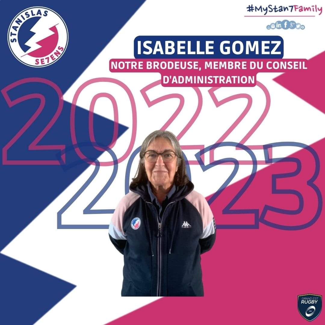 MyStan7Family's tweet photo. [ANNONCE] 7️⃣🏉

MyStan7Family est heureux de vous présenter le staff de notre association pour la saison 2022-2023 ! 👈

Isabelle Gomez, membre du conseil d'administration et précieuse brodeuse de l'association ✌️ https://t.co/sq6j5CDKyi