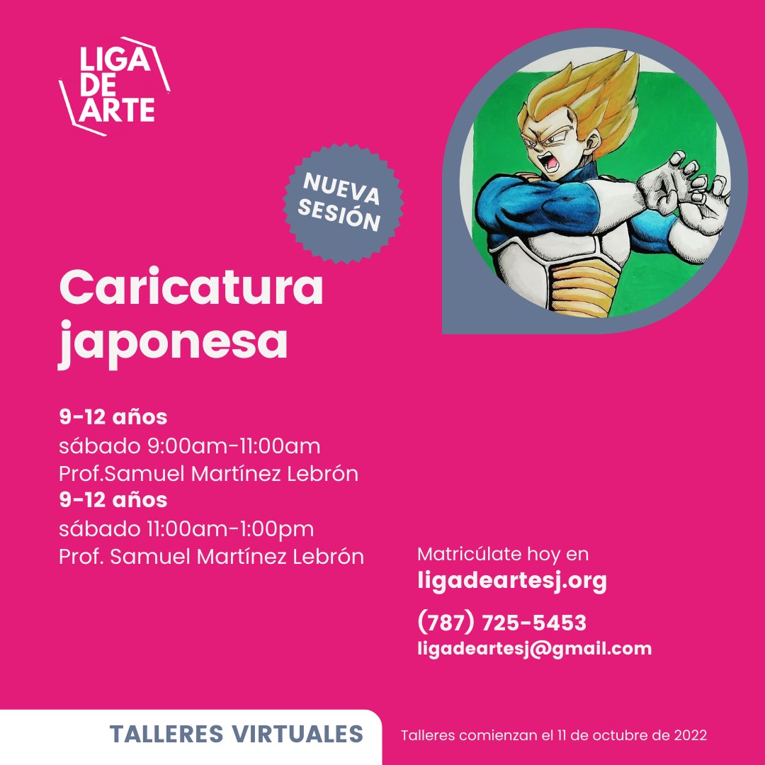 ligadearte's tweet photo. ¡𝘼𝙥𝙧𝙤𝙫𝙚𝙘𝙝𝙖! ¡Quedan algunos espacios en nuestros #talleres virtuales de los sábados! Conoce la oferta y matricúlate en https://t.co/DNfR365plz
#LigadeArte #LaLiga #TalleresVirtuales #Clasesvirtuales #ArteVirtual #ArtePR #Dibujo #Pintura #Caricatura https://t.co/dMY6N6nLUF