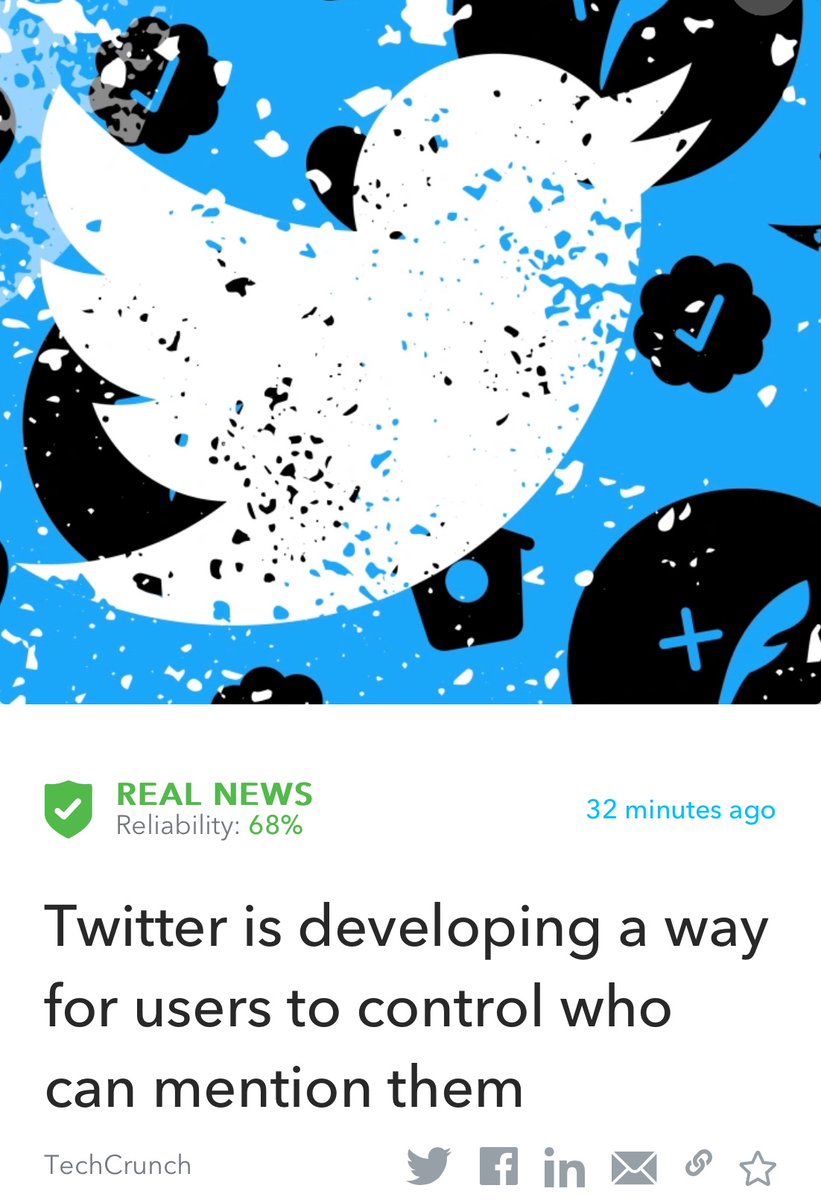 Oigetit_Tech's tweet photo. Twitter is developing a way for users to control who can mention them
https://t.co/aW2WyTWUAE
Read more: https://t.co/fd2Y0u76T3
#fakenewsfilter #realnews #news #Twitter #Technology #development #privacy #mediaworld #social 
The article was fact checked by #oigetit! https://t.co/XlPPDKqZLY