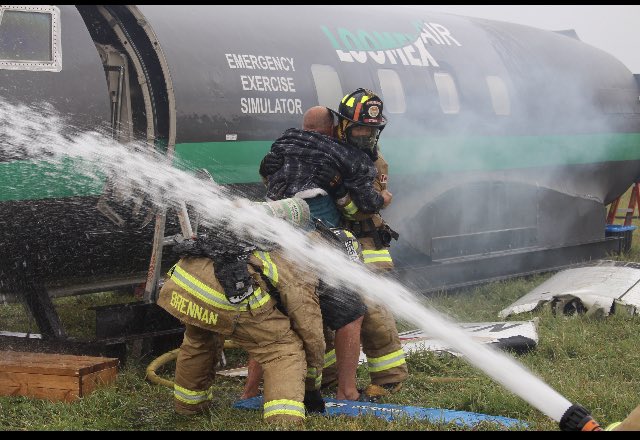 Stations 45,63,64 and 66 along with <a href="/OttawaPolice/">Ottawa Police</a> and <a href="/OttawaParamedic/">Ottawa Paramedic Svc | Service paramédic d'Ottawa</a> participated in an emergency AirPort training scenario this week. Great teamwork by all agencies involved! <a href="/OttFire/">Ottawa Fire Services</a>
