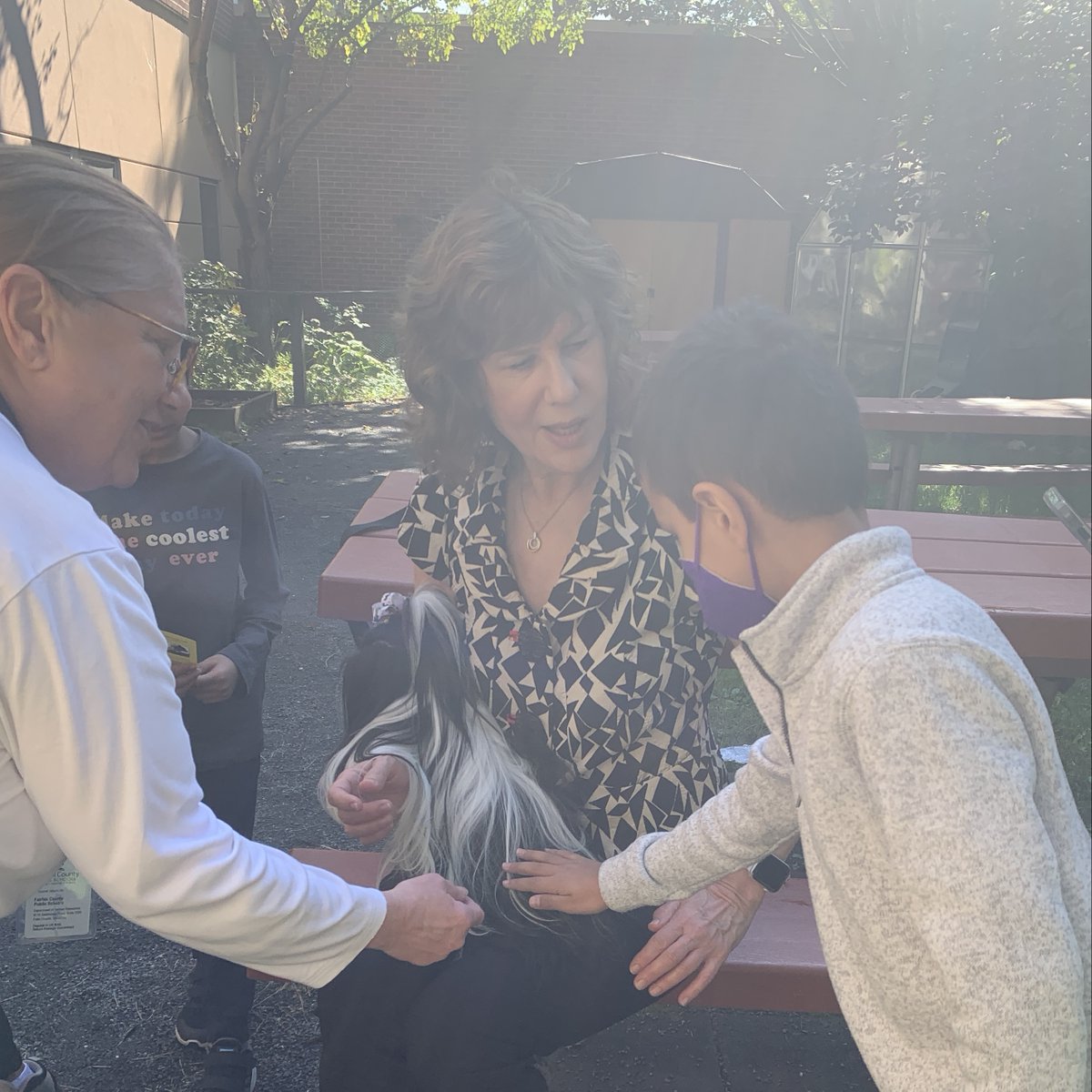 lemonroadschool's tweet photo. The therapy dog program is back! Taking time outside to bond with these pups lifts moods, reduces blood pressure, promotes self-esteem and focused interaction, and stimulates memory and problem-solving skills. #lreslionpride #lionslearningforward https://t.co/ZnEhAb2peu