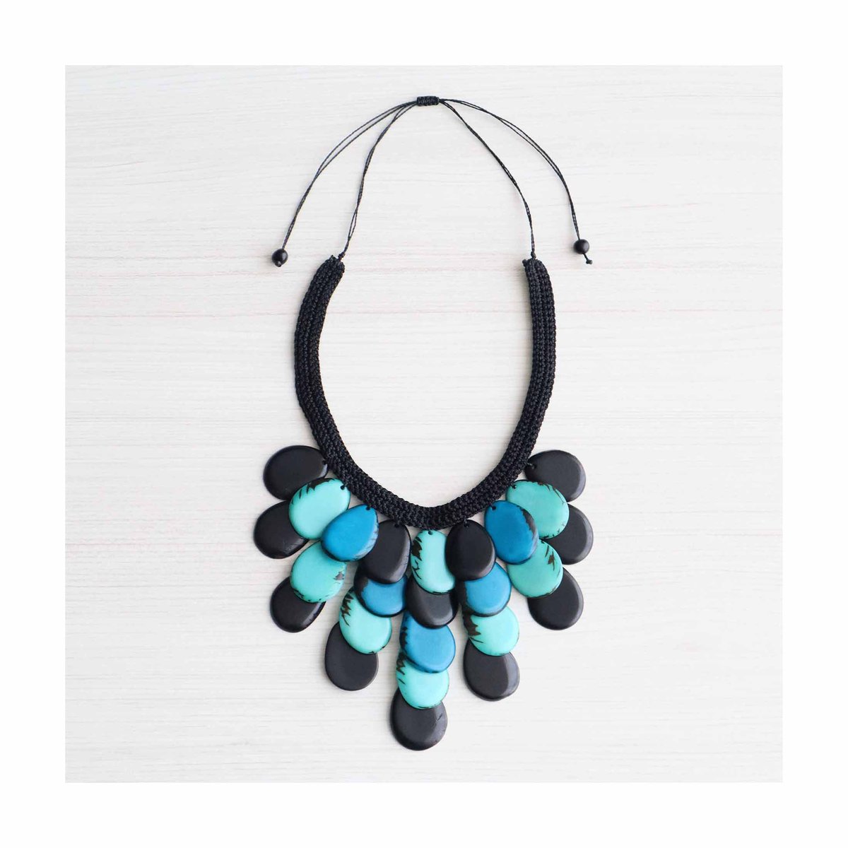 NOW IN OUR POPSFL #etsy shop: Tagua necklace organic tagua jewelry multi colors - blue turquoise and black etsy.me/3eycdwg #taguanecklace #beadednecklaces #taguajewelry #organicjewelry #econecklaces #handmadenecklaces #taguanutnecklaces
