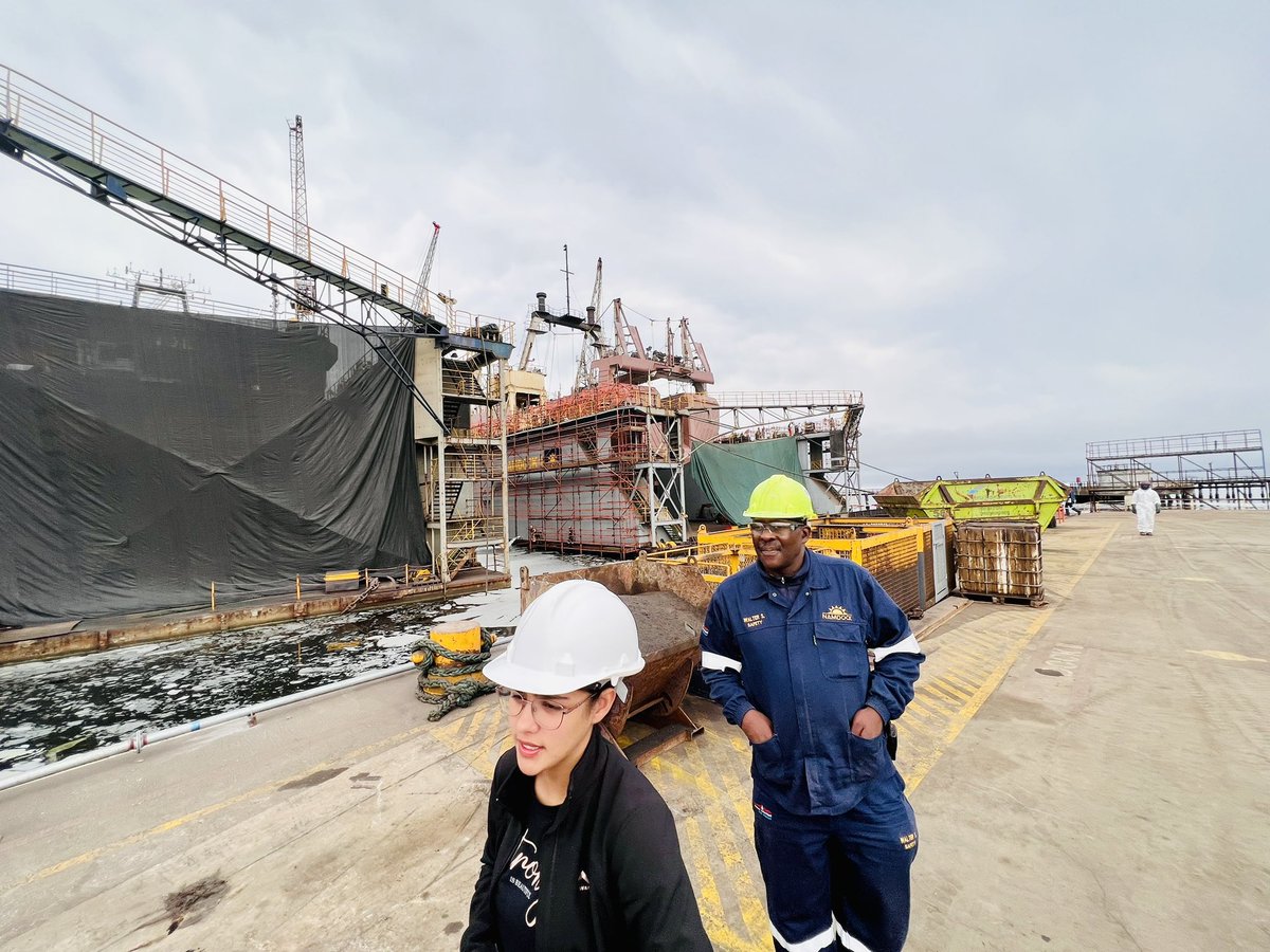 Nze3's tweet photo. Great experience visiting Namibia Drydock & Ship Repair #NAMDOCK today at Walvis Bay.
I was very impressed by the job’s quality their team is delivering at the shipyard and by the fact that 99% of its workforce is Namibian….1/2 #OOTT #oilandgas #Shipyard https://t.co/Tq2Hbe30xG