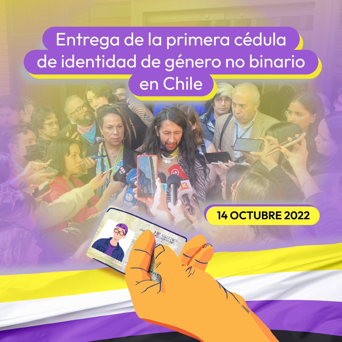 disidenciasred's tweet photo. ¡Día histórico! Hoy de realizó entrega de la primera cédula de identidad con marcador X, reconociendo a personas trans no binarias en nuestro país. ¡Vamos por la plena igualdad de derechos! 💛🤍💜🖤 https://t.co/NPmerGQHUu