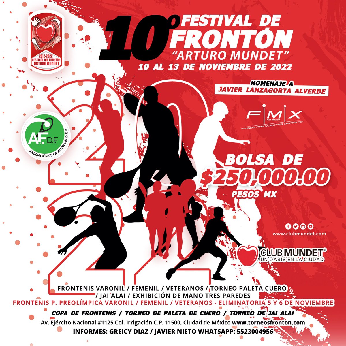 201Oficial's tweet photo. 10° Festival del Frontón 2022
Y tú ya estas preparado ? 
Nuevamente llega a la CDMX el Mejor Frontón del México..@ClubMundetMx @federacionFMX https://t.co/0KM8NJwjKv