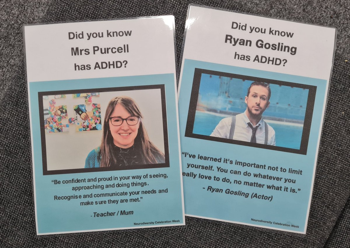 clarepurcell79's tweet photo. @NCWeek made my own poster to go next to @RyanGosling on the display at school! #Neurodivergent #ADHD https://t.co/0Z6FaUYtsU