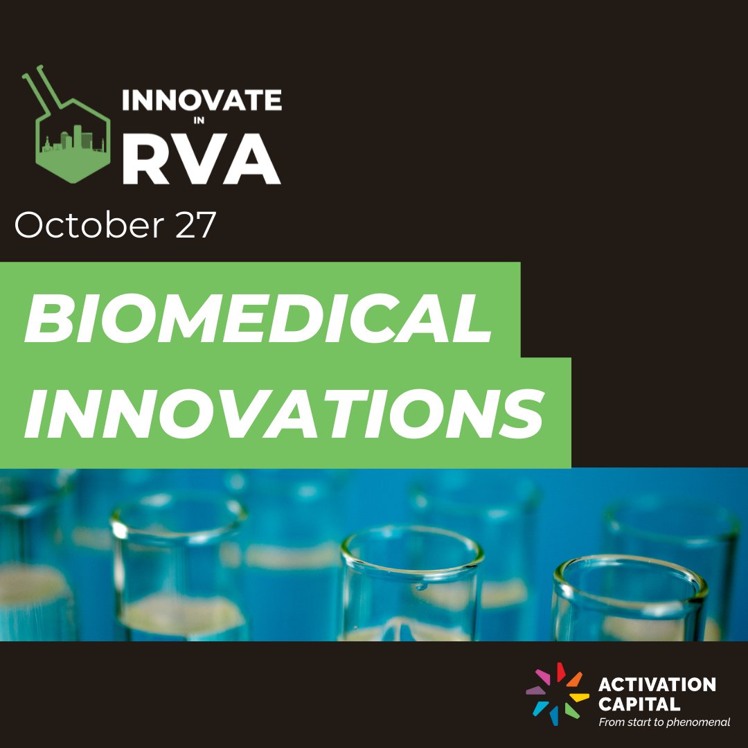 Join Activation Capital and VCU Core Facilities on October 27th to learn about the biomedical resources available to support innovators and entrepreneurs. Register now: ow.ly/qrkq50LacI3