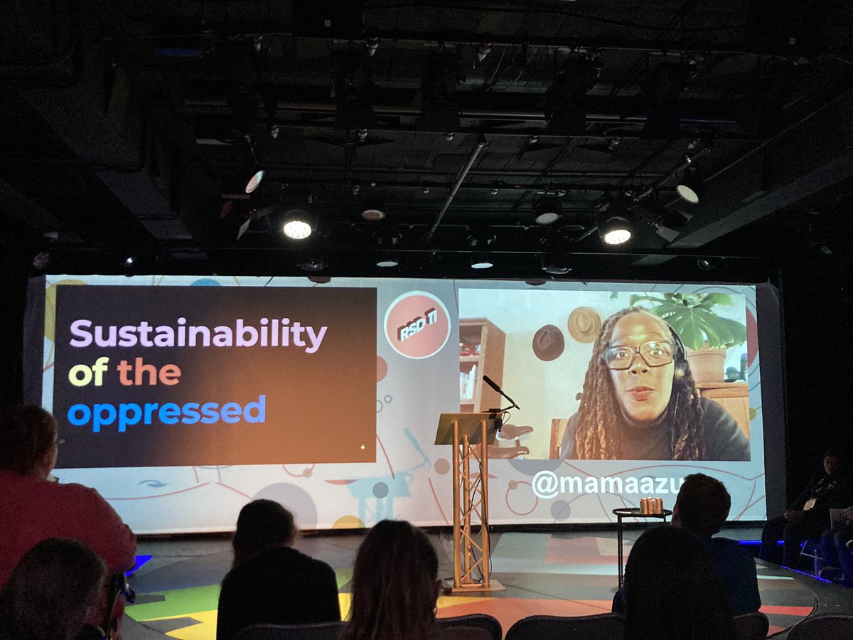 gemmadrake's tweet photo. Listening to Lesley-Anne Noel speaking on ‘design for a world in crisis.’ How ‘Environmentalism did not exist before industrialisation’ - “ #sustainability in the west is framed as a view of the privileged” #RSD11 @mamaazure https://t.co/JAAGGa4jcb