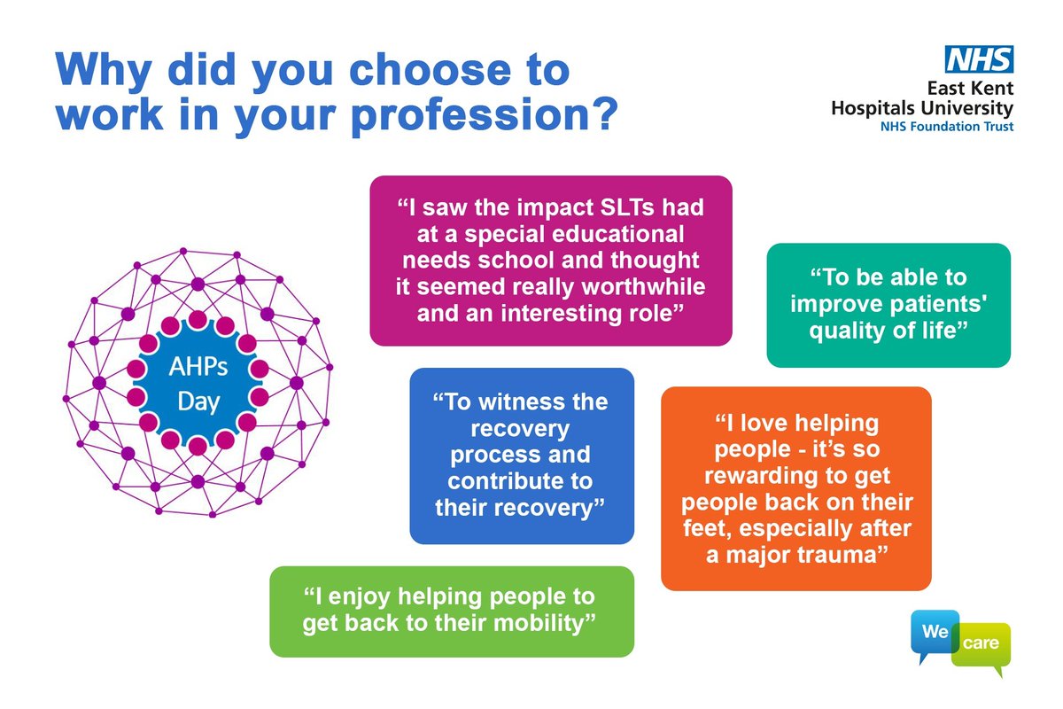 To finish off our #AHPsDay celebration, we asked our Allied Health Professional community about what made them choose to work in their profession. Take a look at some of the responses below! @NHSsoutheast