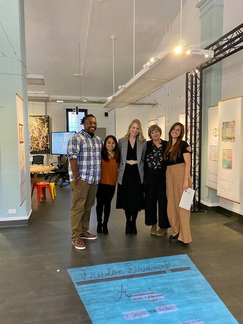 UAlbanyEdu's tweet image. The @CapDistWP Freedom Dreaming Exhibit at @TCDigitalFuture is open and it is amazing! A special thanks to @SealeyRuiz for joining us for the opening gallery talk last night. The exhibit will be open 10/13-27 in the DFI Gallery at @TeachersCollege.