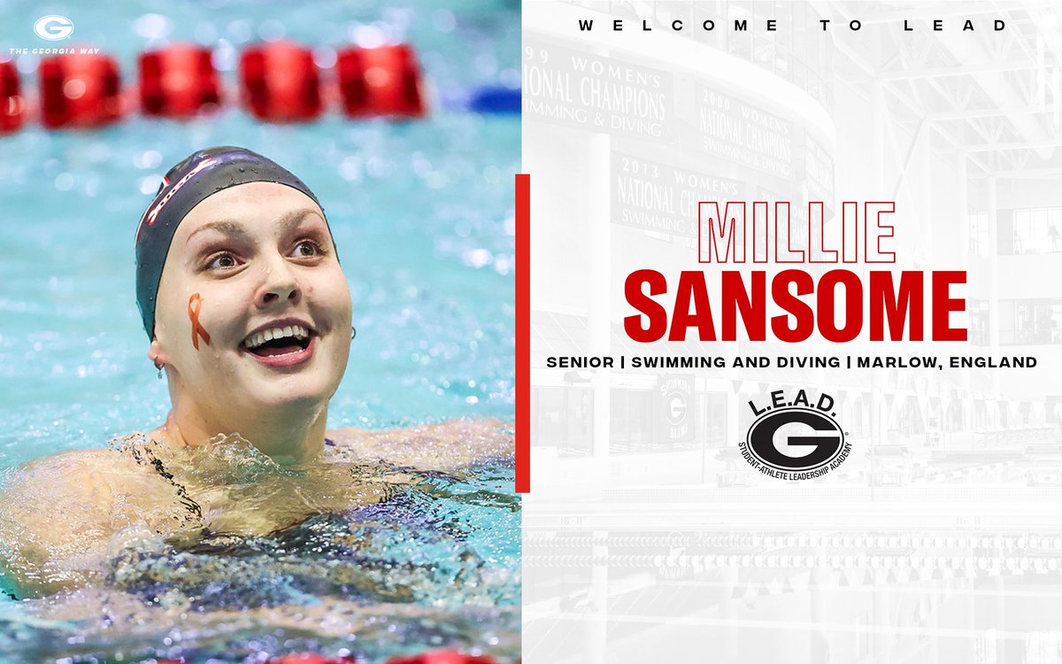TheGeorgiaWay's tweet photo. Up next for our 2022 Leadership Academy Inductee class is Millie Sansome from @UGASwimDive. Millie is from Marlow, England and is majoring in Psychology from @UGAFranklin! Welcome, Millie!!  #LEADDawgs https://t.co/DSN5go32D5